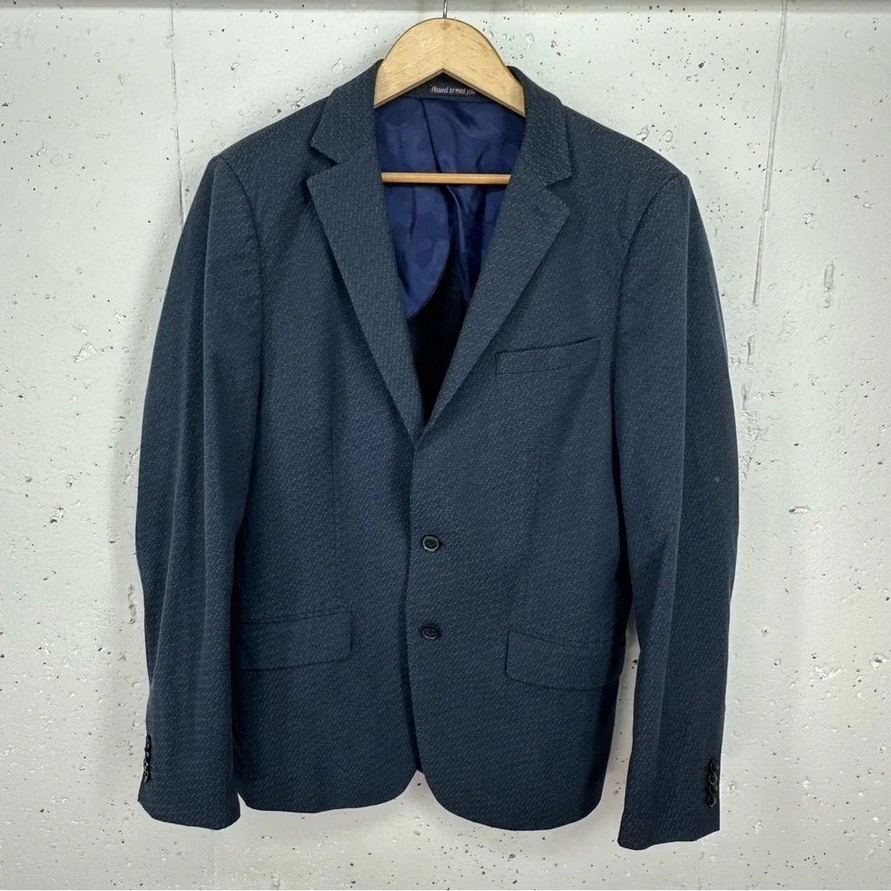 Scotch & Soda Men’s Size XL / 52 ( US 42 ) Navy Blue Print Blazer